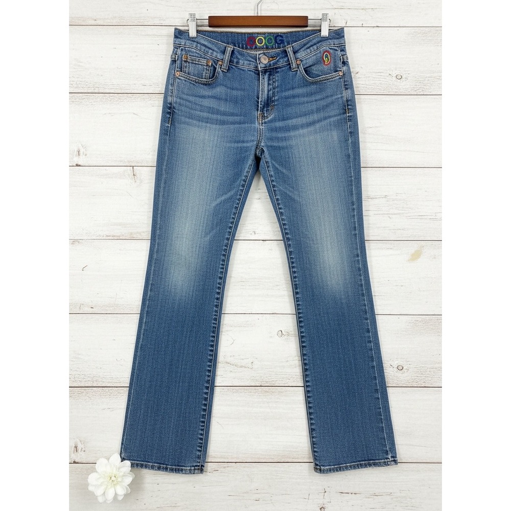 Coogi Y2K‎ Embroidered Jeans Women 11/12 Skull Rose Logo Streetwear Denim
